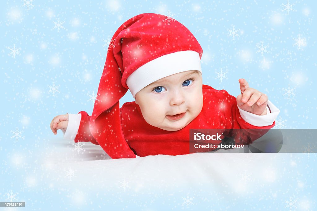 Baby Santa Claus Baby in Santa Claus costume Baby - Human Age Stock Photo