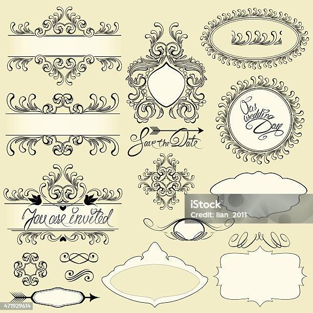 Vintage Ornaments And Frames Vignettes Calligraphic Design Elements Stock Illustration - Download Image Now