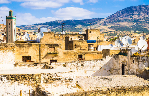 Panoramic view of old medina of Fez, Morocco.