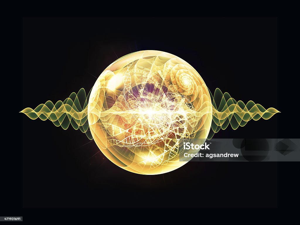 Shining Wave Particle Wave Particle series. Backdrop composed of fractal spherical patterns and conceptual elements and suitable for use in the projects on science, technology, spirituality and design Biology Stock Photo