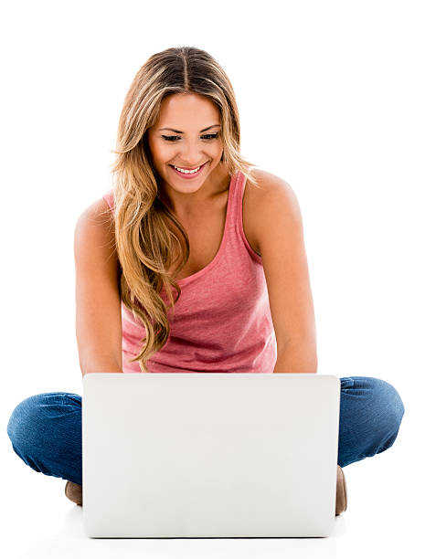 istock Happy woman working online 471932209