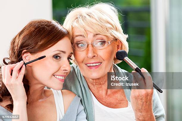 Mother And Adult Daughter Stock Photo - Download Image Now - Make-Up, Beauty, Human Face