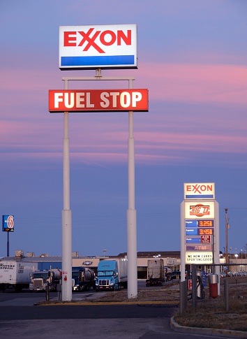 Cheyenne, Wyoming, USA - November 22, 2012: An Exxon gas station in Cheyenne. ExxonMobil is a multinational oil and gas company and one of the largest corporations in the world.