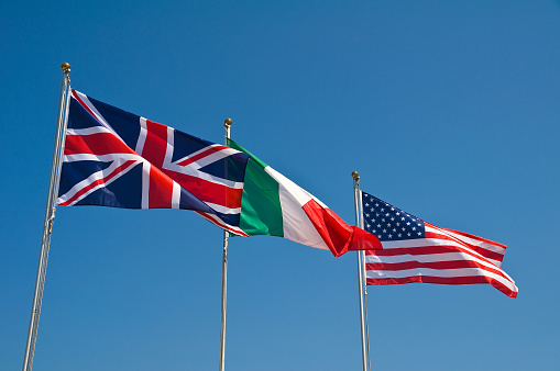 Flags flying in London