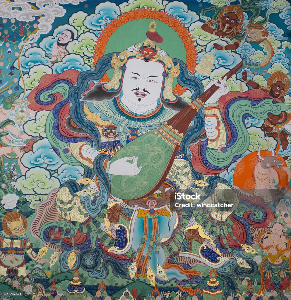 Acient Thangka en el Tíbet temple (cultural reliquia) - Foto de stock de Cultura china libre de derechos