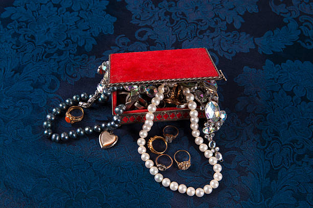 istock Red casket with jewelry 471939627