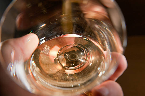 Hand holding a glass of wine stock photo