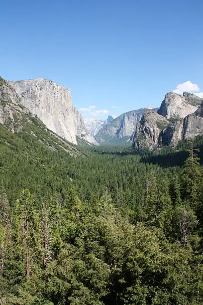 Yosemite Valley showing El Capitan and halfdome. California, USA.