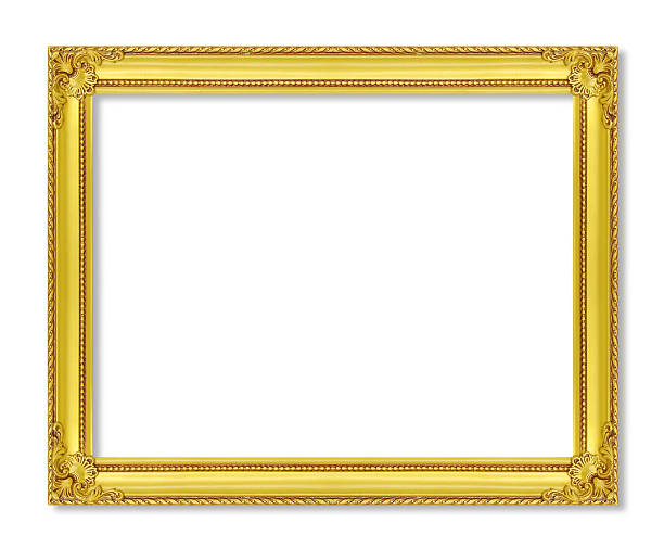античная золотая рамка на белом фоне - golden rim ст�оковые фото и изображения