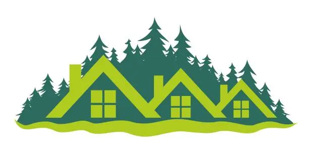 Vector illustration of Cottage village logo