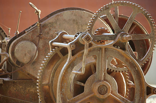 istock Antique Mining Equipment With Rusty gears and hand crank 471943575