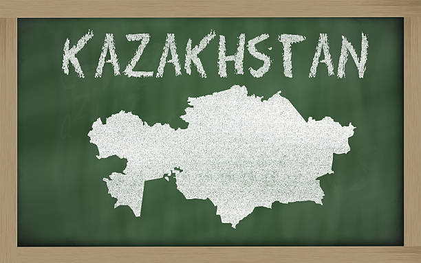 istock outline map of kazakhstan on blackboard 471944823