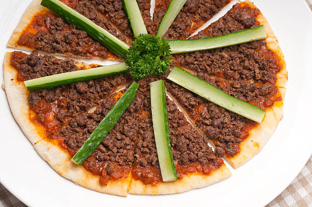 istock Turkish beef pizza with cucumber on top 471945639