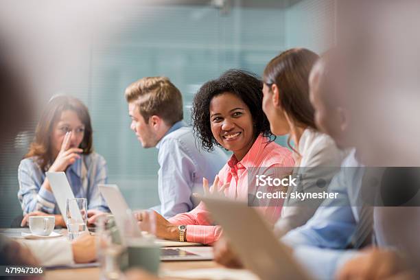 Business Team Communicating On A Meeting In The Office Stock Photo - Download Image Now