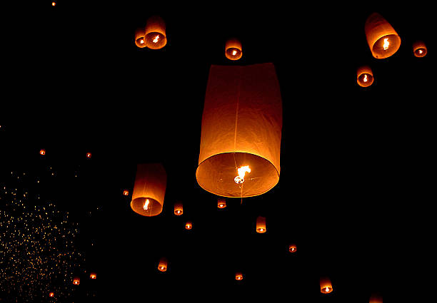 Flotter lanterne de ciel de nuit - Photo