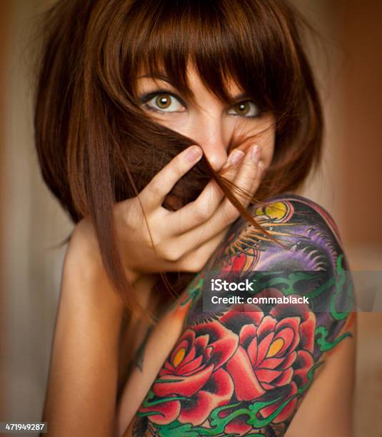 Tattooed Girl Stock Photo - Download Image Now - Tattoo, Colors, Women