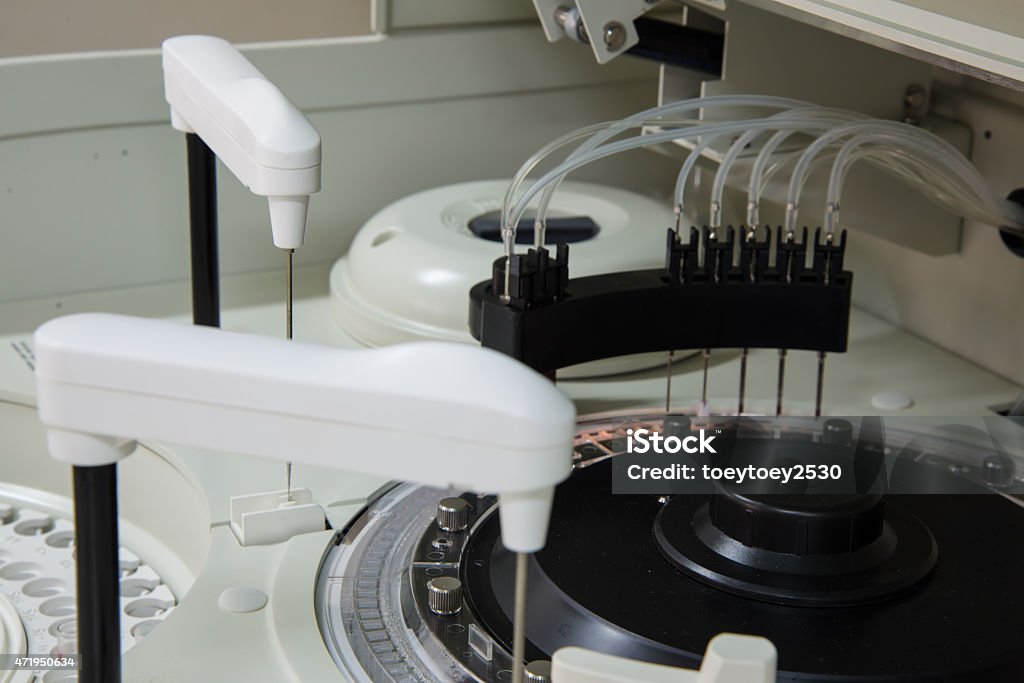 Automated chemistry in laboratory. 2015 Stock Photo