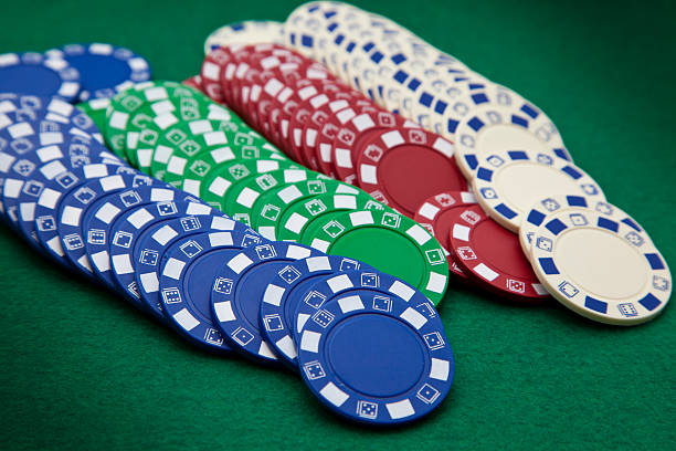 Poker chips rows stock photo