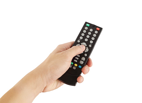 hand with remote control on white background (with clipping path)