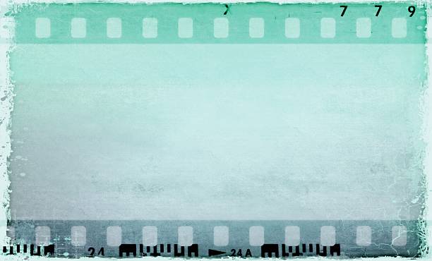 istock Vintage blue film strip frame 471954063
