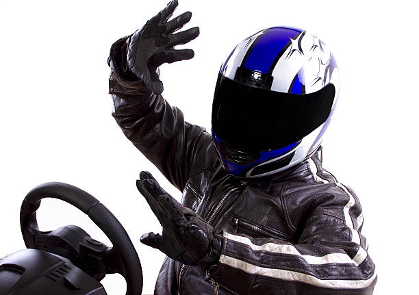 istock Racer Wearing a Helmet and Leather Protective Gear 471955995