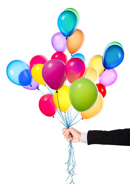 istock flying balloons with Businessman hand 471956361
