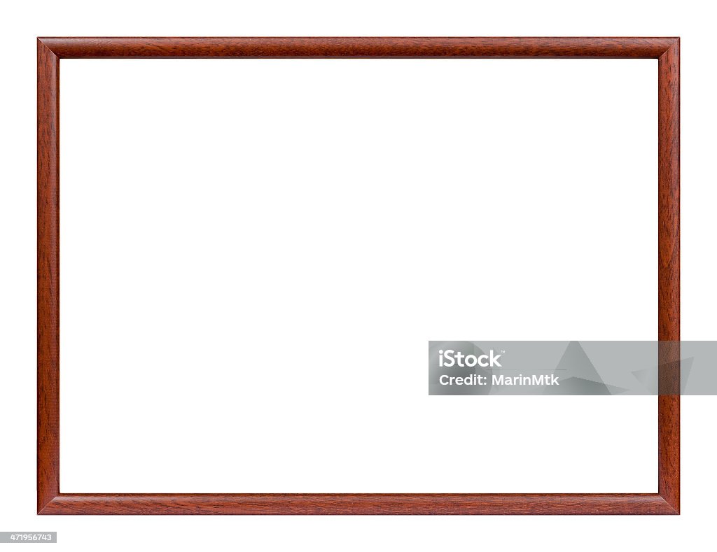 Wooden slim picture frame Studio shot of slim wooden picture frame. Antique Stock Photo