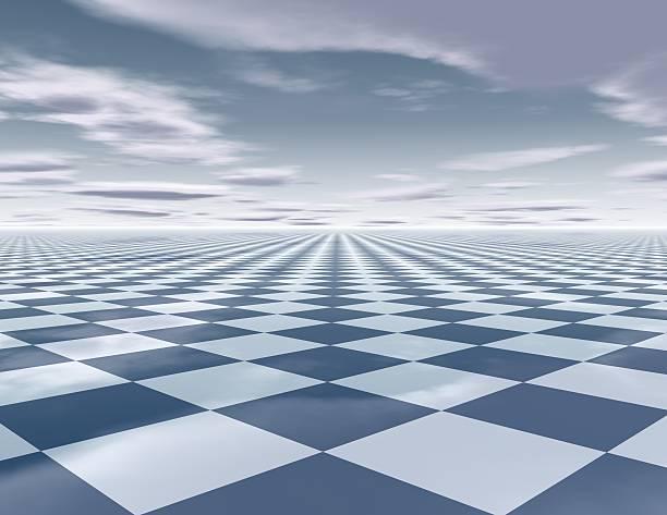 istock 3d abstract surreal background with chessboard and sky 471960625