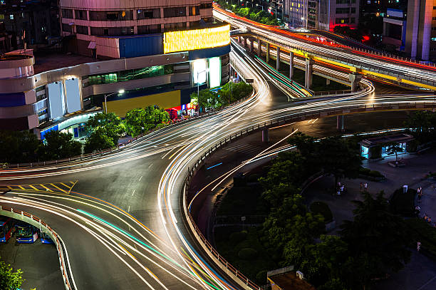 istock light trails on the steet in shanghai china. 471962284