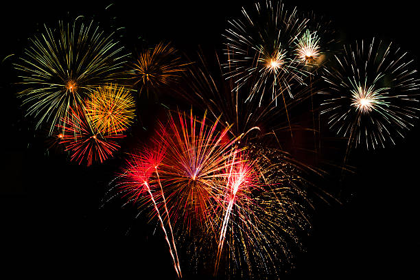 istock Colorful fireworks on the black sky background 471962293