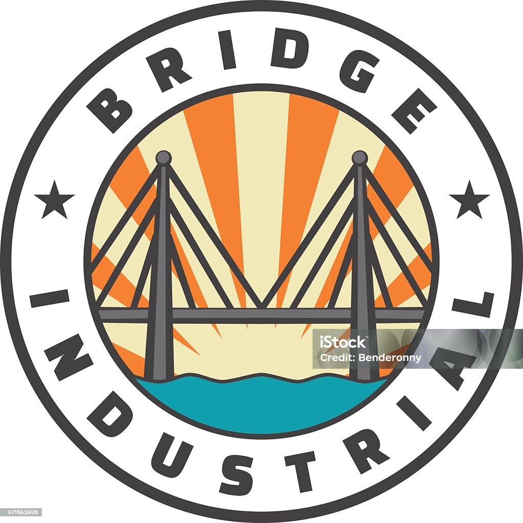 Industrial bridge logo design. Icon. Vintage badge. Vector illustration 2015 stock vector