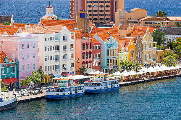 Waterfront of Willemstead, Curacao Beautiful architecture  downtown Willemstad, Curacao willemstad stock pictures, royalty-free photos & images