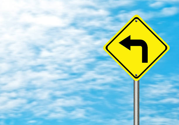 istock Turn left yellow traffic sign 471964949