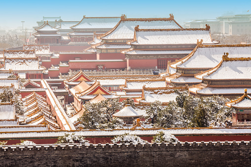 The eaves of the imperial building of the Palace Museum in Beijing, China