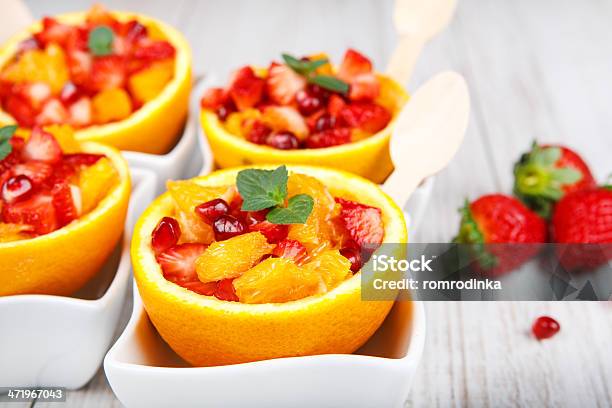 Fruit Salad In Hollowedout Orange Stock Photo - Download Image Now - Appetizer, Arrangement, Berry