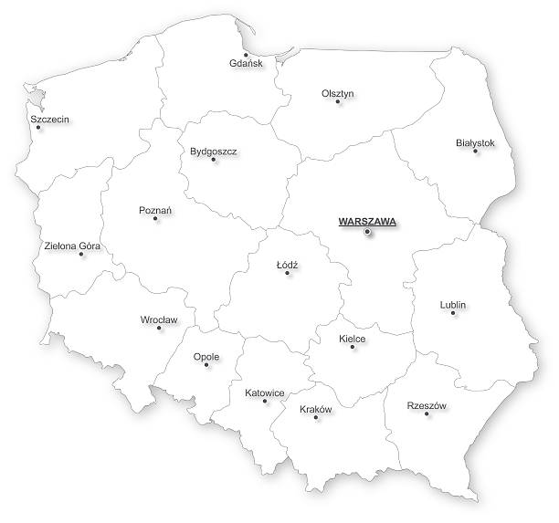 mapa da polónia com voivodeships. - malopolskie province imagens e fotografias de stock
