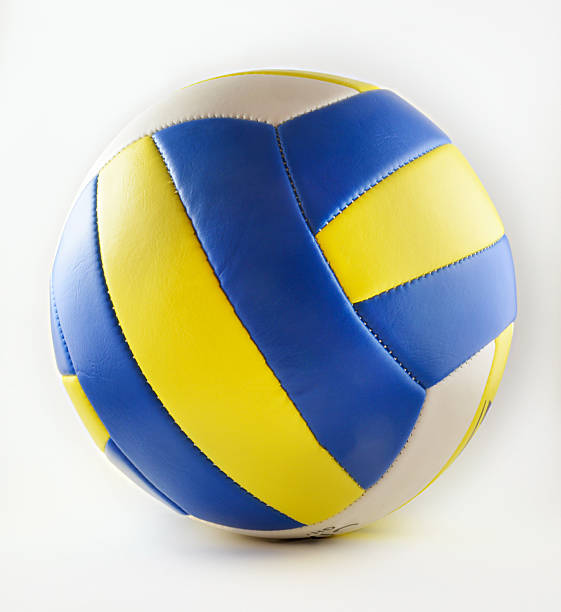 istock Volleyball with blue and yellow stripes 471969056