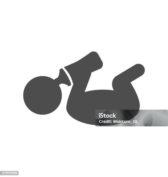 Baby With Bottle Pictogram Flat Icon Isolated On White Stock Illustration - Download Image Now