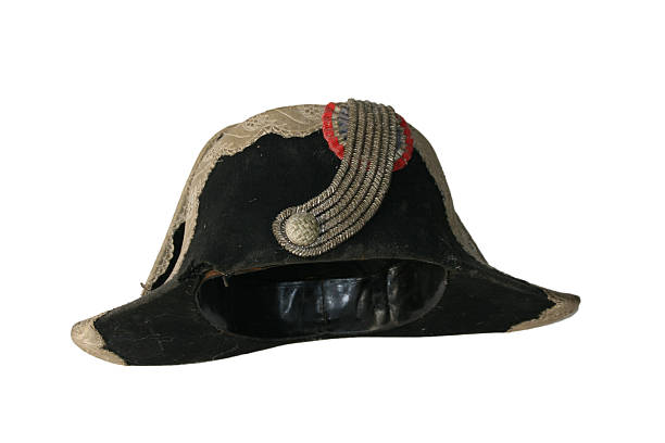 istock Black tricorn hat (Napoleon hat), isolated over white. 471970441