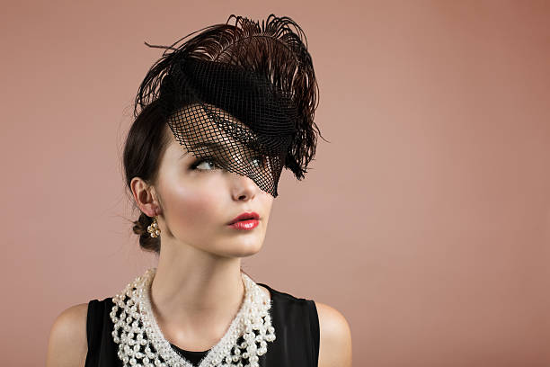 istock Woman Portrait in Retro Black Hat with a Veil 471971237