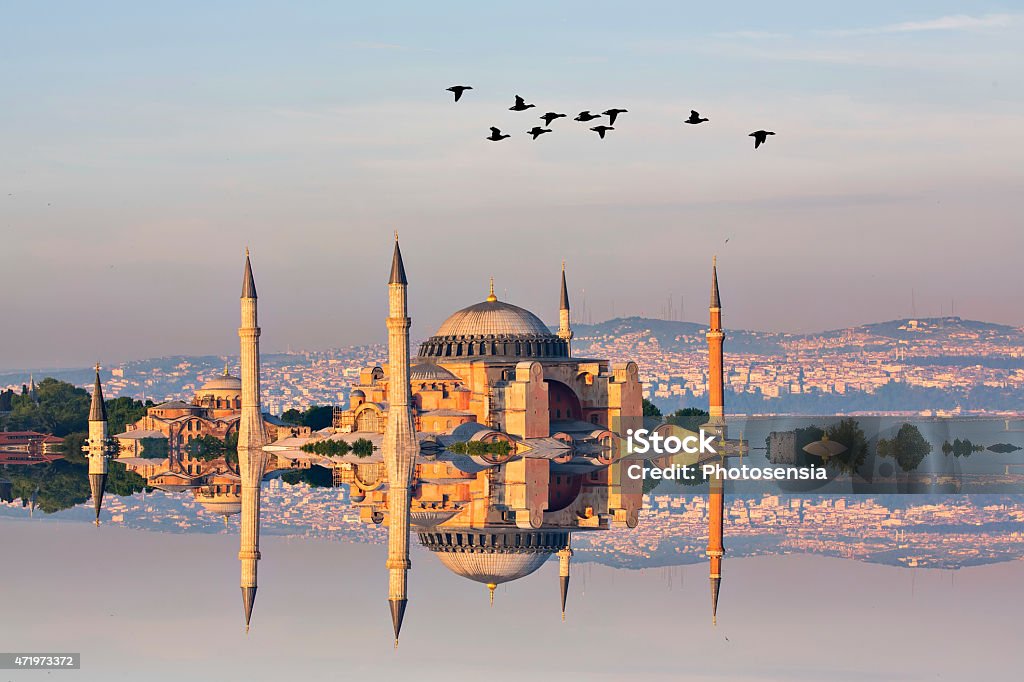Blue Mosque and Hagia Sophia The most beautiful temples in Istanbul .. 2015 Stock Photo
