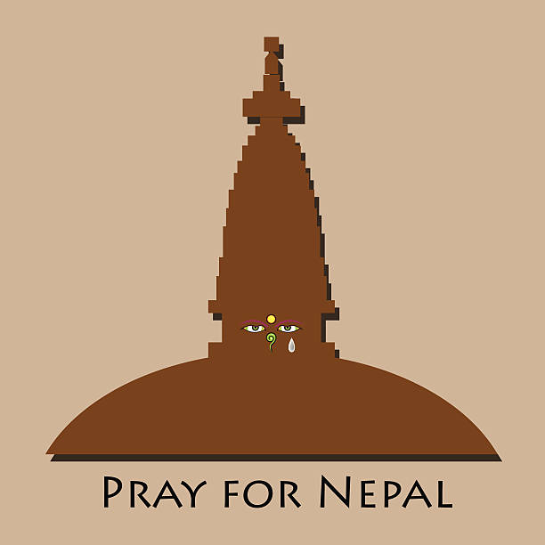 Pray for Nepal disaster Pray for Nepal earthquake disaster kathmandu people stock illustrations