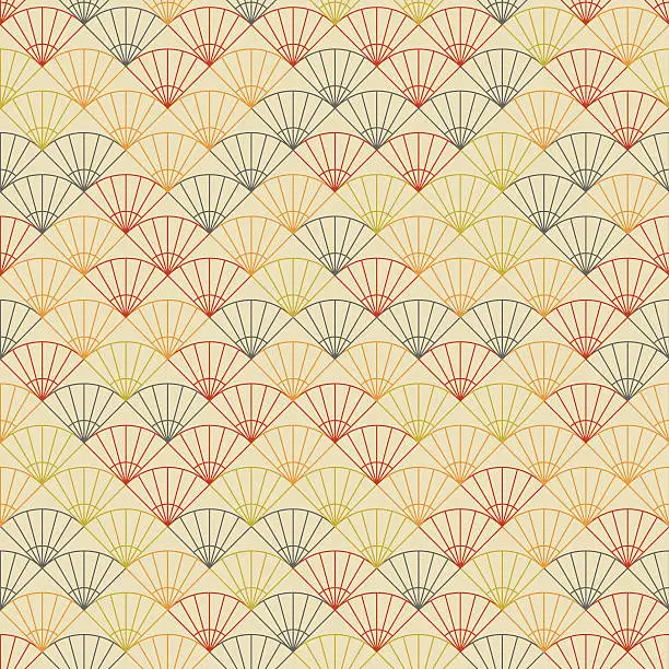 Vector illustration of Endless fan pattern. Based on Traditional Japanese Embroidery.