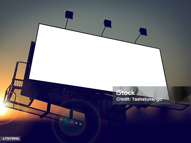 Blank Billboard On The Rising Sun Background Stock Photo - Download Image Now - Advertisement, Backgrounds, Billboard