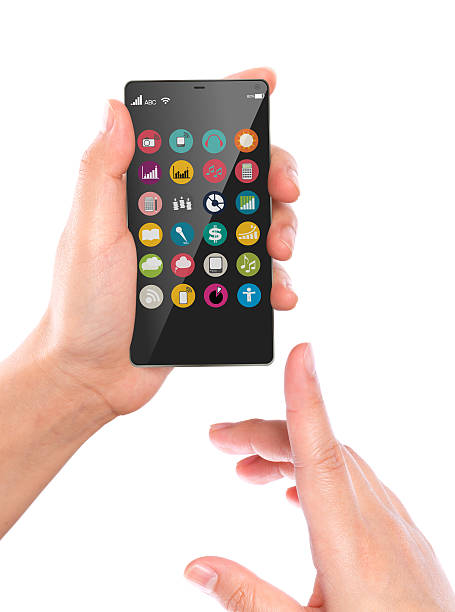 istock Hand hold Mobile phone with colorful application icons 471981749