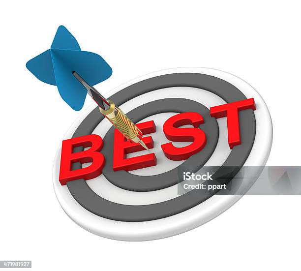 Blue Dart Hiting A Target With Text On It Stock Photo - Download Image Now - Accuracy, Achievement, Aiming