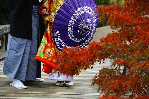 the day of a wedding The kimono is the representative traditional costume of Japan. geta sandal photos stock pictures, royalty-free photos & images