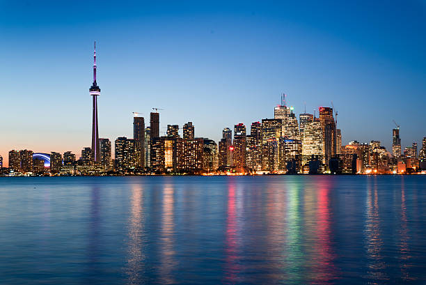 Night scene of downtown Toronto stock photo