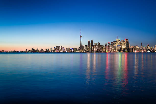 Night scene of downtown Toronto stock photo