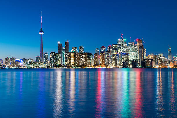 Night scene of downtown Toronto stock photo